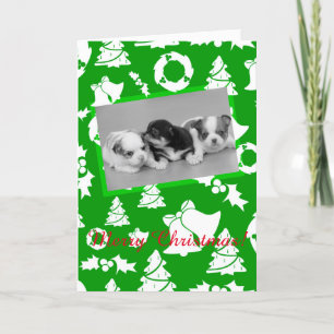 Chihuahua Puppies Dog Christmas Tree Bells Card