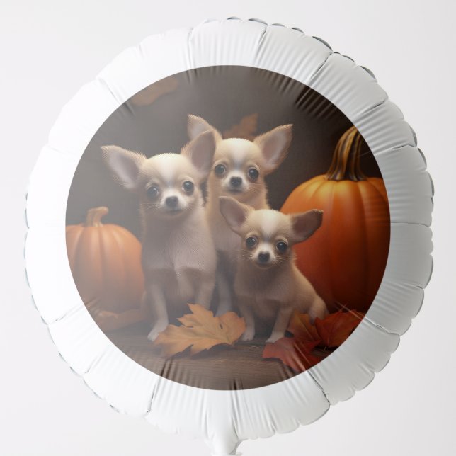 Chihuahua Puppy Autumn Delight Pumpkin  Balloon (Front)