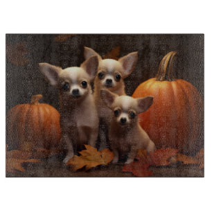 Chihuahua Puppy Autumn Delight Pumpkin  Cutting Board