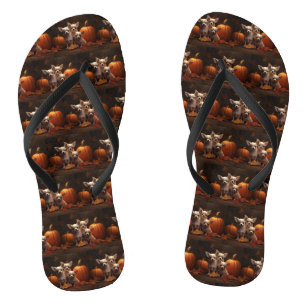 Chihuahua Puppy Autumn Delight Pumpkin Flip Flops