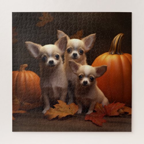 Chihuahua Puppy Autumn Delight Pumpkin  Jigsaw Puzzle
