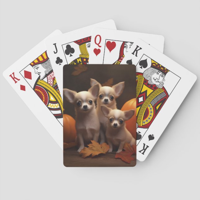 Chihuahua Puppy Autumn Delight Pumpkin  Poker Cards (Back)