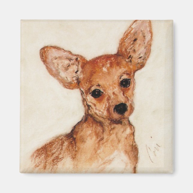Chihuahua Puppy Dog Art Magnet (Front)
