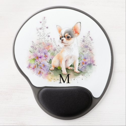 Chihuahua Puppy Dog Floral Personalized   Gel Mouse Pad