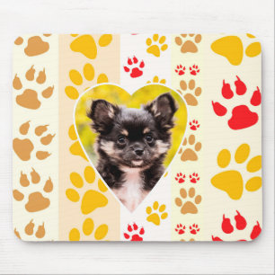 Chihuahua Puppy Dog Heart Paw Prints Mousepad