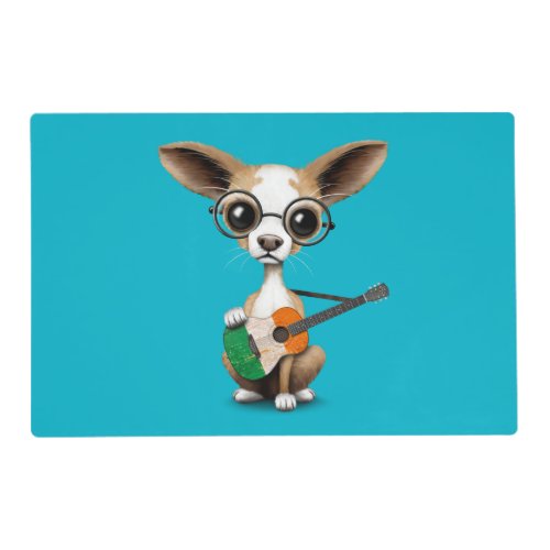 Chihuahua Puppy Dog Playing Irish Flag Guitar Placemat