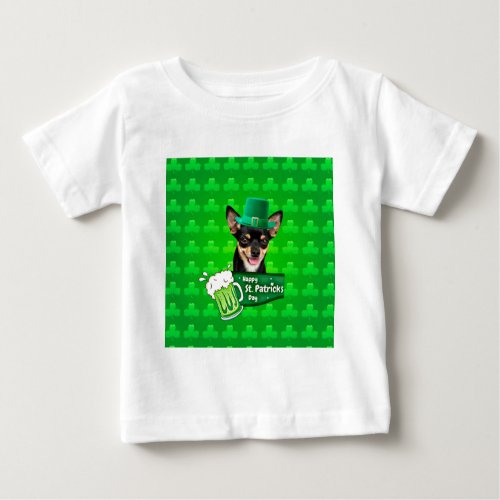 Chihuahua Puppy Dog St Patricks Day Green Clover Baby T_Shirt