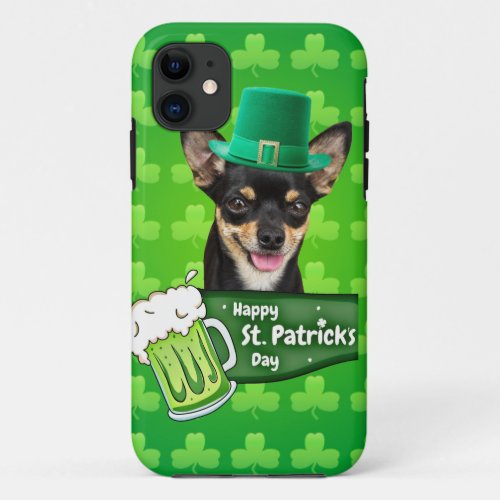 Chihuahua Puppy Dog St Patricks Day Green Clover iPhone 11 Case