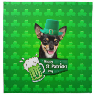 Chihuahua Puppy Dog St. Patrick's Day Green Clover Cloth Napkin