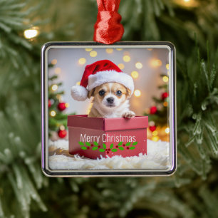 Chihuahua Puppy Dog's Christmas Metal Ornament