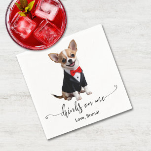 Chihuahua Puppy Drinks On Me Wedding Napkins