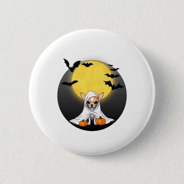 Chihuahua Puppy Ghost Halloween Costume - Small Do Button (Front)