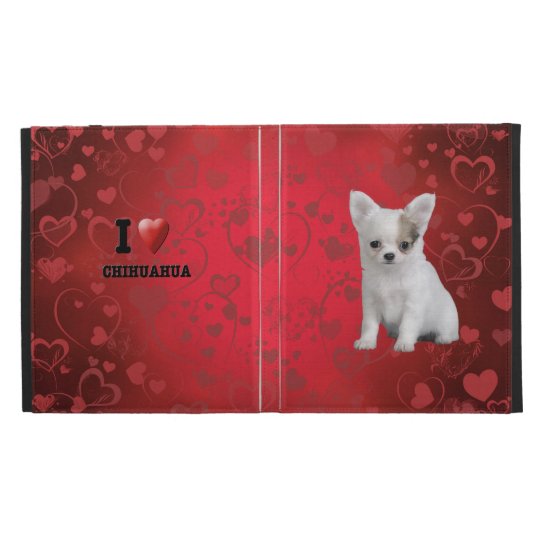 Chihuahua puppy in red iPad folio covers
