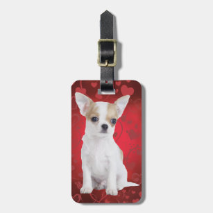 Round Luggage Tags Cute Chihuahua Dog In Bike Basket PU Leather Suitcase Labels Bag