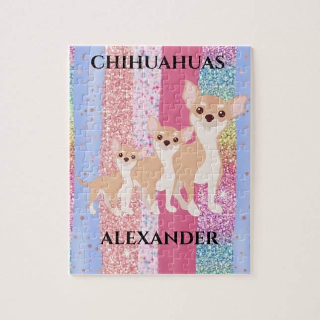 CHIHUAHUA PUZZLE & PERSONALIZED NAME. (Vertical)