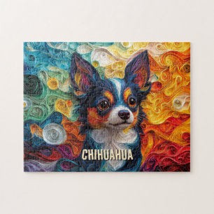 Chihuahua Quilling Art Dog Portrait Jigsaw Puzzle