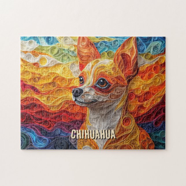Chihuahua Quilling Art Dog Portrait Jigsaw Puzzle (Horizontal)
