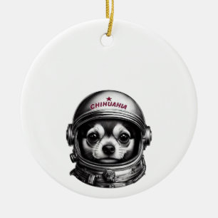 Chihuahua,Retro Soviet Space Dog traveler Ceramic Ornament