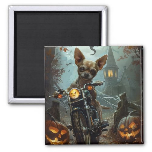 Chihuahua Riding Motorcycle Halloween Scary  Magnet