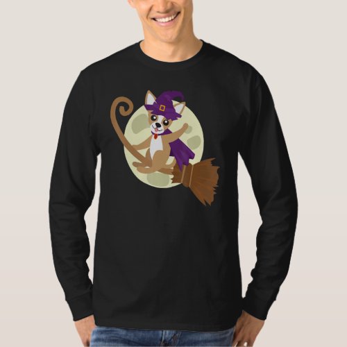 Chihuahua Riding Witch Broom Cute Dog Halloween Co T_Shirt