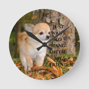 Chihuahua Round Clock