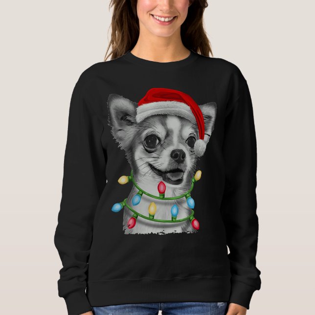 Chihuahua Santa Christmas Tree Lights Xmas        Sweatshirt (Front)