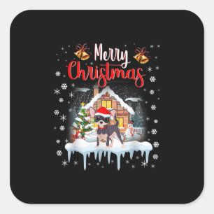 Chihuahua Santa has merry christmas dog lover Square Sticker