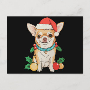 Chihuahua Santa Hat Christmas Ornaments Xmas Dog Holiday Postcard