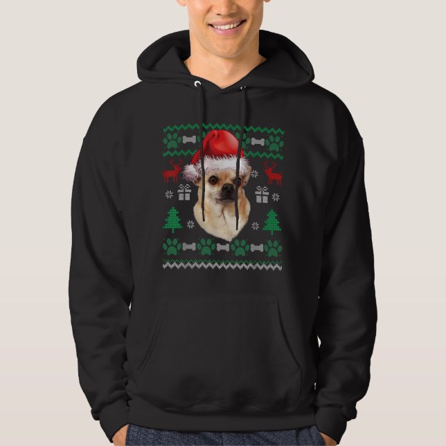 Chihuahua Santa Hat Christmas Ugly Sweater Pajama (Front)