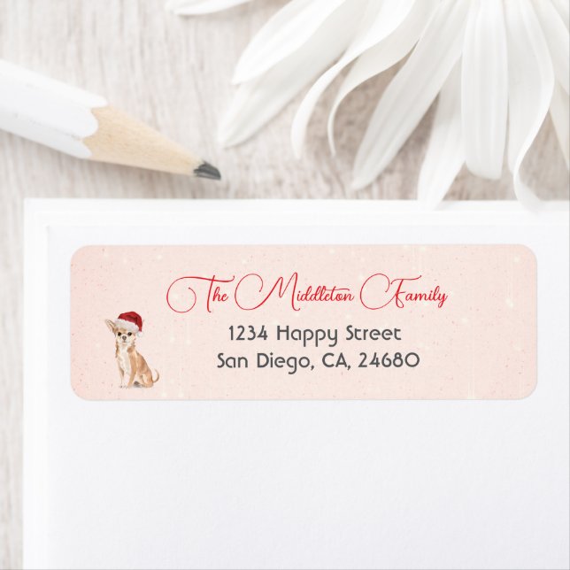 Chihuahua Santa Hat Dog Red Merry Christmas Label (Insitu)