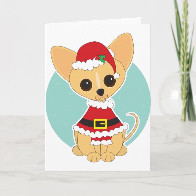 Chihuahua Santa Holiday Card (Front)