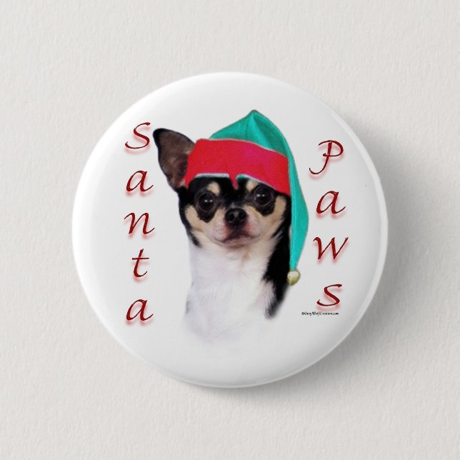 Chihuahua Santa Paws Pinback Button (Front)