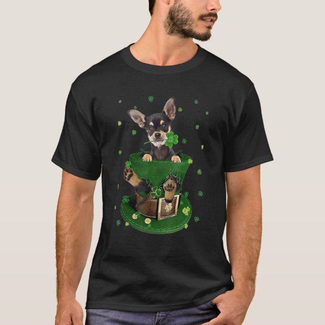 Chihuahua Shamrock Hat C St Patrick's Day T-Shirt (Front)
