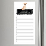 Chihuahua Shopping List Magnetic Notepad<br><div class="desc">Adorable things to fetch Chihuahua dog with a black chalkboard frame personalized with your name.</div>
