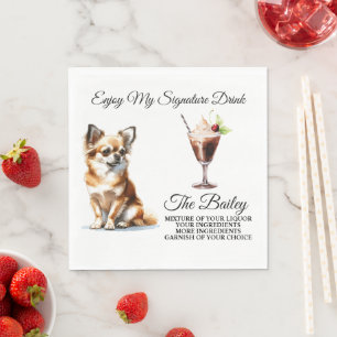 Chihuahua Signature Drink Wedding Pet Napkins
