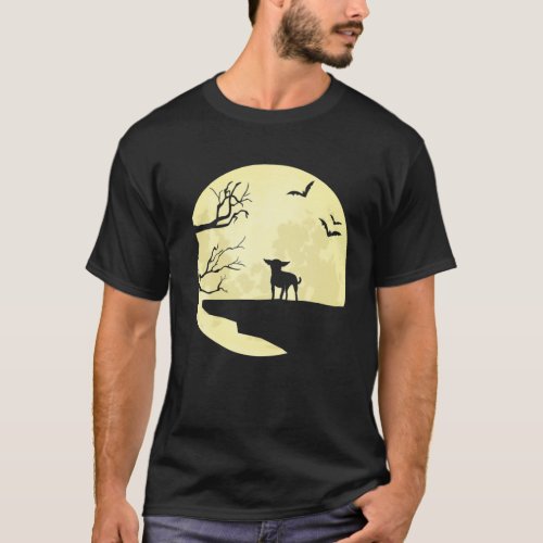 Chihuahua Silhouette In Full Moon Dog Bats And Tre T_Shirt