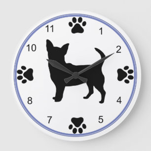 Chihuahua Silhouette Large Clock
