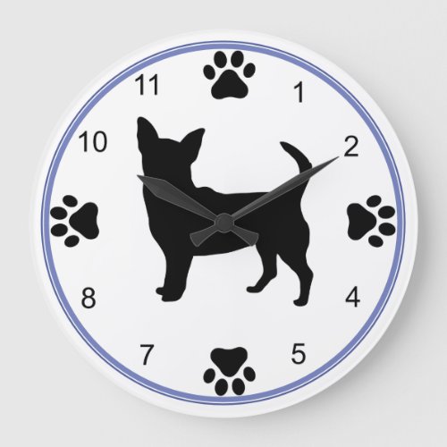 Chihuahua Silhouette Large Clock