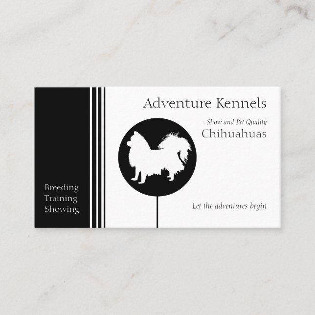 Chihuahua Silhouette Modern Black White Business Card (Front)