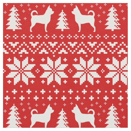 Chihuahua Silhouettes Christmas Holiday Patterned Fabric