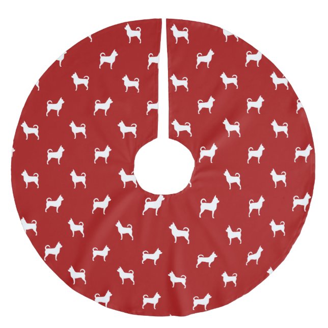 Chihuahua Silhouettes Pattern Brushed Polyester Tree Skirt (Front)