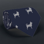 Chihuahua Silhouettes Pattern Navy Blue and Grey Neck Tie<br><div class="desc">Navy Blue Neck Tie with Grey Chihuahua Silhouettes. This original Chihuahuas pattern neck tie makes a great gift for dog dads! Available in a variety of colors, this cool tie makes a statement for anyone who loves a Chi. An awesome gift for the guy who wears a tie for business,...</div>
