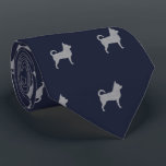 Chihuahua Silhouettes Pattern Navy Blue and Grey Neck Tie<br><div class="desc">Navy Blue Neck Tie with Grey Chihuahua Silhouettes. This original Chihuahuas pattern neck tie makes a great gift for dog dads! Available in a variety of colors, this cool tie makes a statement for anyone who loves a Chi. An awesome gift for the guy who wears a tie for business,...</div>