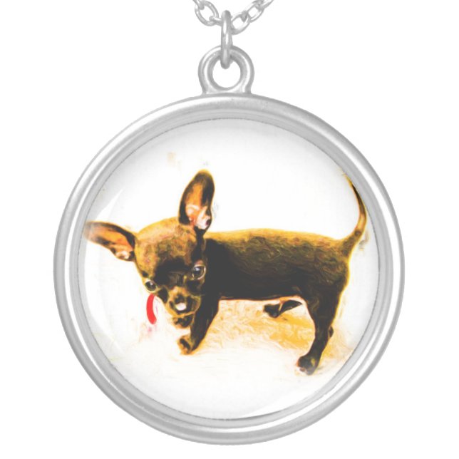 Chihuahua Silver Plated Necklace (Front)