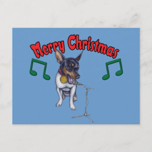 Chihuahua Sings Merry Christmas Holiday Postcard