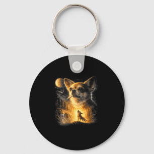 Chihuahua smoking howling to the moon vintage 90s keychain