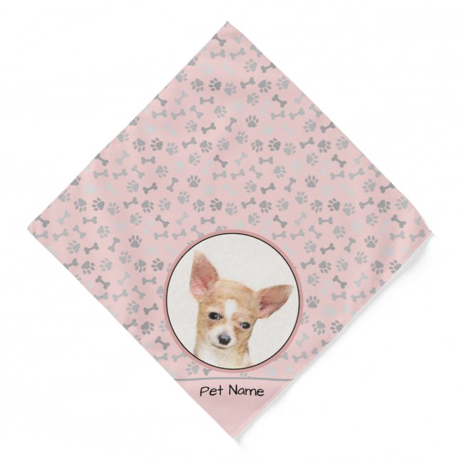 Chihuahua Smooth Coat Painting Original Dog Art Bandana (Front)