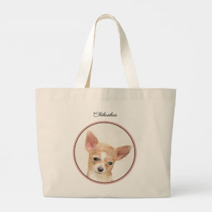 Chihuahua Smooth Coat Painting Original Dog Art Large Tote Bag