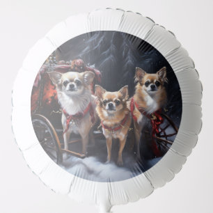 Chihuahua Snowy Sleigh Christmas Decor Balloon