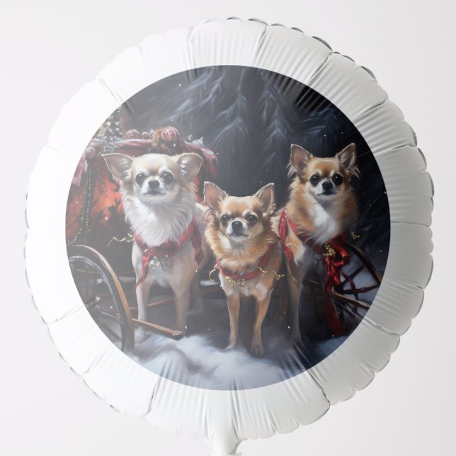 Chihuahua Snowy Sleigh Christmas Decor   Balloon (Front)